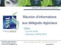 Réunion délégués régionaux SML URPS loi de santé